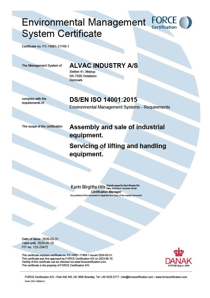 ISO 14001:2015 certification