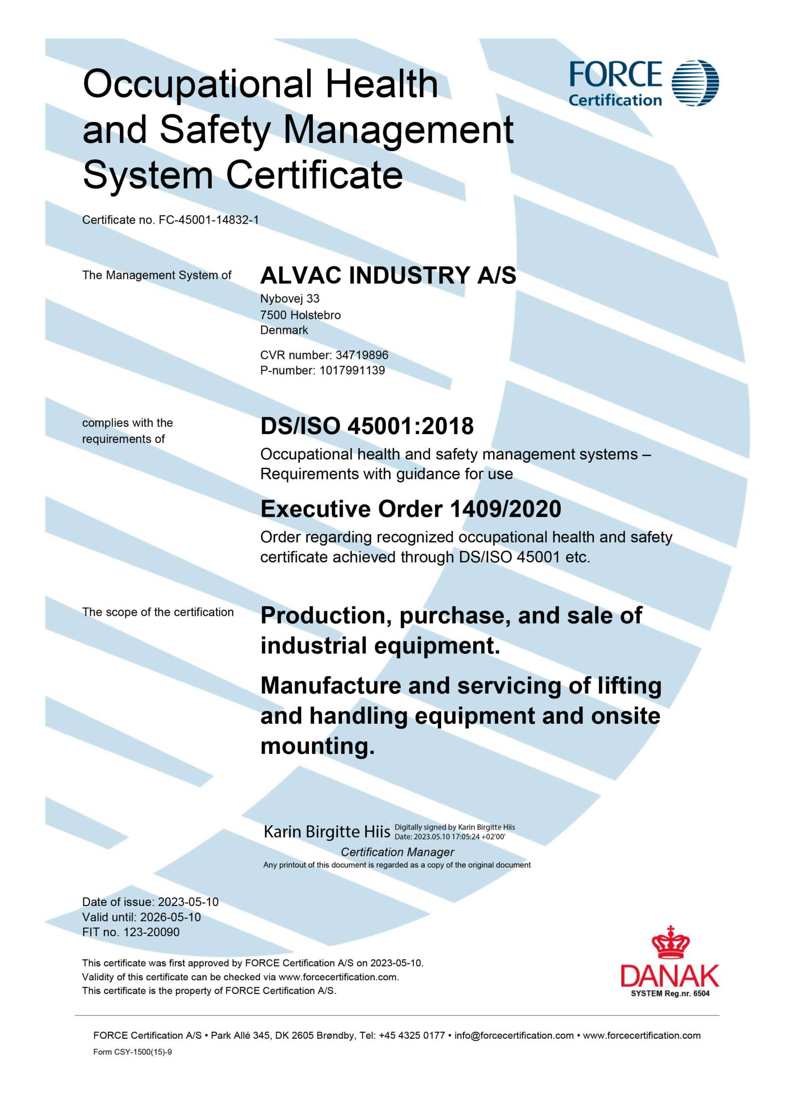 ISO 45001:2018 certification