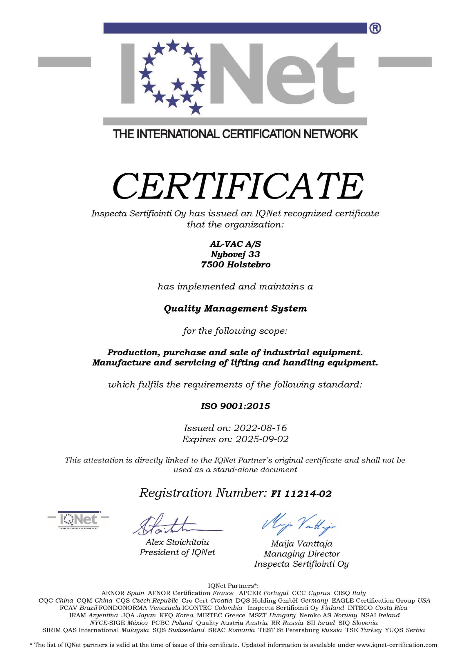 IQNET certification